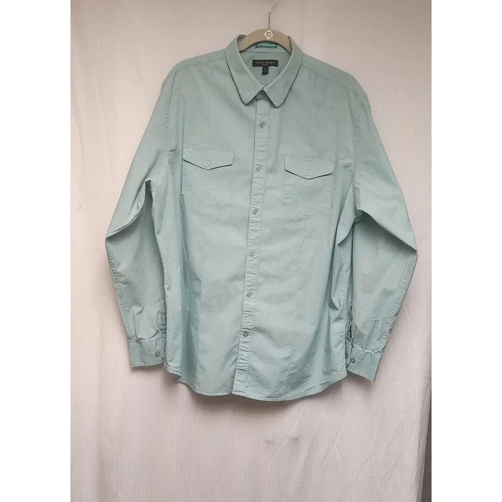 Banana Republic Mens Slim Fit Button Up Long Sleeve Shirt Size XL Mint Green